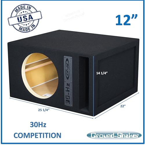 Image of 30HZ Reinforced Competition Single Ported Sub Box Sub Woofer Enclosure Speaker Box Car Audio Subwoofer Ground Shaker Box Ground-Shaker (Black, 12 inch)