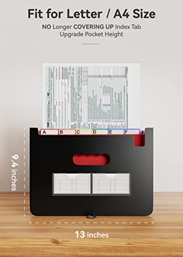 Abc Life 26 Pockets Accordian File Organizer Expanding File Folders, Portable Letter A4 Size Filing Box,Plastic Monthly Receipt Document Organizer,Expandable Accordion Folder With Colored A-Z Tabs #TOP2