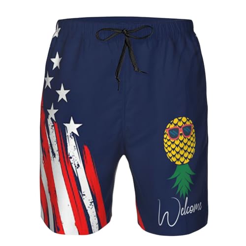 Funny Pineapple Welcome Upside Down Pineapple Mens Swim Trunks Board Shorts Summer Mens Beach Shorts with Pockets2