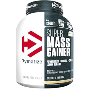 Dymatize Super Mass Gainer Gourmet Vanilla 2943g – Weight-Gainer Powder + Carbohydrates, BCAAs and Casein