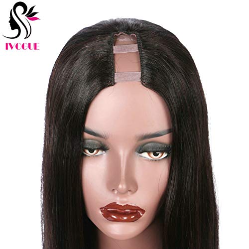 Long Silky Straight U Part Wigs Malaysian Virgin Human Hair Middle 1"x4" Upart None Lace Wigs for Black Women (24inch)