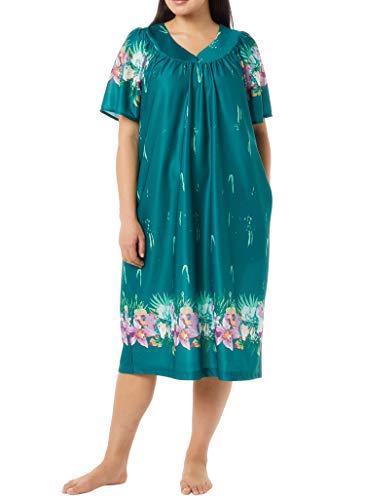 Image of AmeriMark Casual Women's Patio Muumuu House Dress Loose Comfortable Short Sleeve Sun Dress Lounger Gown Sleepwear for Ladies