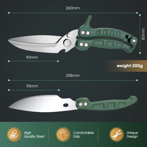 Image of DRAGON RIOT Heavy Duty Poultry Shears - A Must Have Kitchen Shears for Chicken and Meat Cutting - Dishwasher Safe and Stainless Food Kitchen Scissors for Thanksgiving(Green)