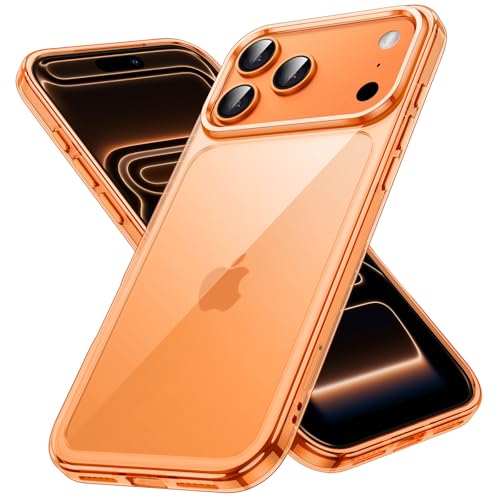 Image of JETech Case for iPhone 17 Pro Max 6.9-Inch, Non-Yellowing Shockproof Phone Bumper Cover, Anti-Scratch Clear Back (Orange)