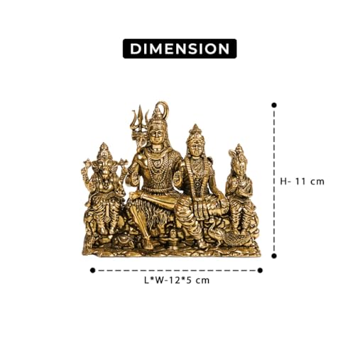 Image of 4.5 inch Brass Shiv Parivar God Idol for Home Temple & Pooja Room Handmade Shiva Parvati Ganesh Kartikeya Statue Pure Brass Murti for Spiritual Decor & Vastu Enhancement