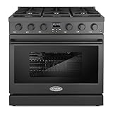 COSMO COS-GRC366KB-BK 36 in. Lumin Collection 6.0 cu. ft. Gas Range with 6 Sealed Burners and Convection Oven in Matte Black