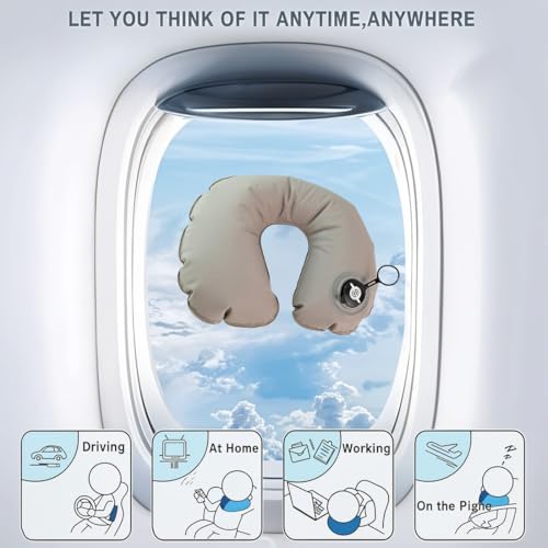 Image of Mshine 2PC Foldable Neck Pillow, Pocket Size Soft PVC Flocked U-Shape Cushion for Airplane, Car, Train & Office, Lightweight & Compact, Ergonomic Neck Support, Easy Inflation & Deflation