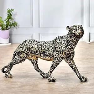 Golden-ebuyz Products Presents Elegant Walking Wild Animal Figurine Luxury Decorative Sculpture with Antique Gold Black Finish Resin Home