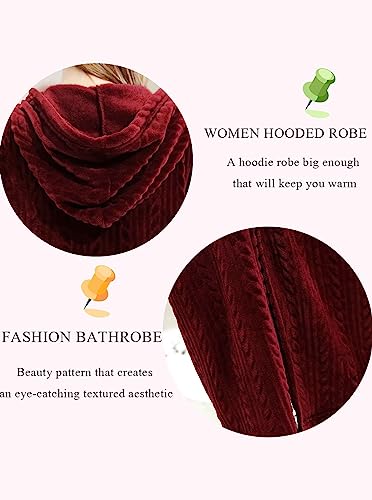 Artfasion Womens Robe Long Zipper Front Hooded Full Length Housecoat Sleepwear for Ladies3