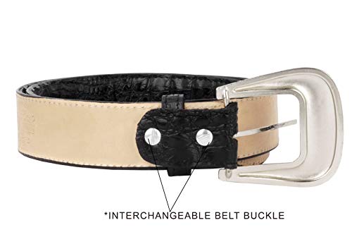 El Presidente - Mens Black Alligator Pattern Western Cowboy Belt Leather3