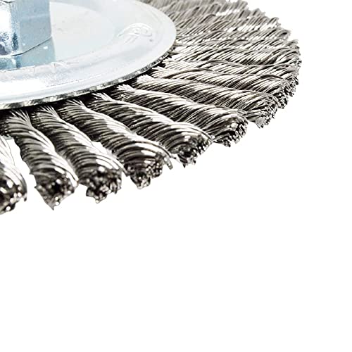 Image of Benchmark Abrasives 6 inch x 1 /4 inch Stringer Bead Wire Wheel with 5 /8 inch-11 Thread, for Weld Cleaning, Weld Spatter Removal, Stripping, Deburring, Use with Angle Grinders - (6 inch x 1 /4 inch, Stainless) (Stainless)