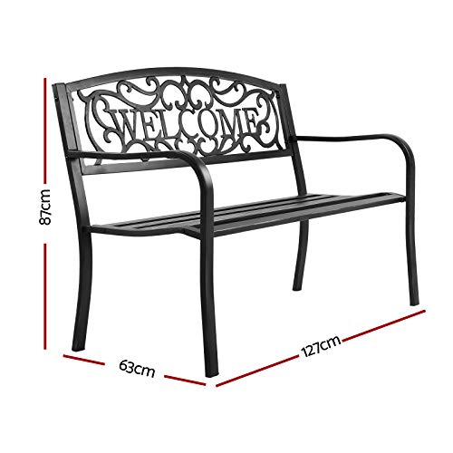 image for Gardeon Garden Bench Seat Outdoor Chair Steel Iron Patio Furniture Lou