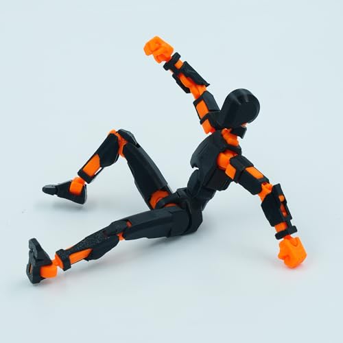 Image of Dummy 13 Action Figure Robot | Fully Articulated 3D Printed Robot Toy | 5.4-inch Collectible Figurine | Matte Finish| Unassembeled (Black-Orange)
