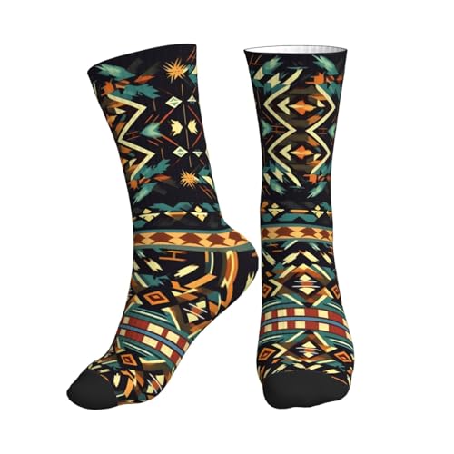Native American Patterns Athletic Casual Socks Performance Breathable Comfy Heavy Cushion Crew Socks For Women Men