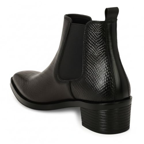 Image of Men's Chelsea Boots | Black Croc Textured Leather | Cuban Heel | Italian Design | TPR Sole | Cushioned Insole