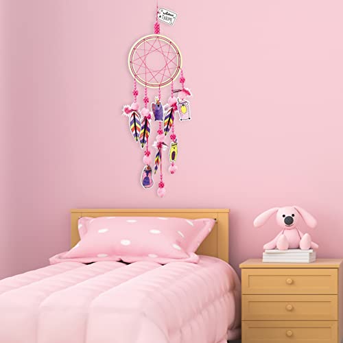 Creanino Traumfänger Bastelset für Kinder | Dream Catcher Kit | Mädchen Bastelset (Pink)