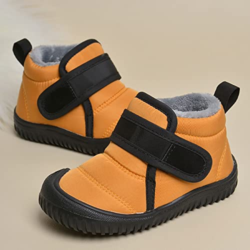 Toddler Winter Snow Boots Boys Girls Cold Weather Baby Faux Shoes Hook Loop Thermal Lined Snow Boots Boots Toddler Girl (Yellow, 2.5-3 Years)3