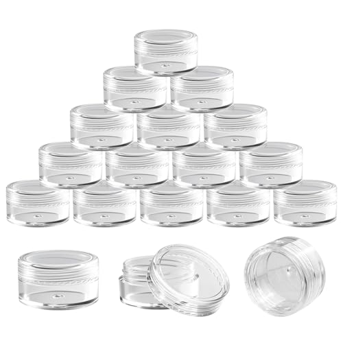 5g Cosmetic Sample Jars with Lids 50 Pack Clear Small Plastic Containers for Skincare Face Cream & Lip Balm BPA-Free Refillable Travel Size Containers