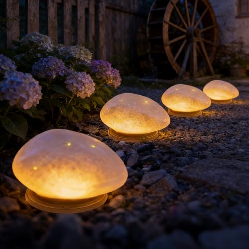 ZMCVOE Pierre solaire décorative, IP67 Lampe Solaire Exterieur Jardin, LED Solaire Alimenté Lumières d'oie Chaude Pierre, Lumière Chaude Cour Extérieure...