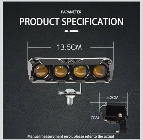 Image of 4 Lens LED Auxiliary Fog Light 40W for Motorcycle | 12V Waterproof Driving Lamp | Black Metal Body | Universal Fit Spotlight | With Mounting Bracket | High Brightness Beam