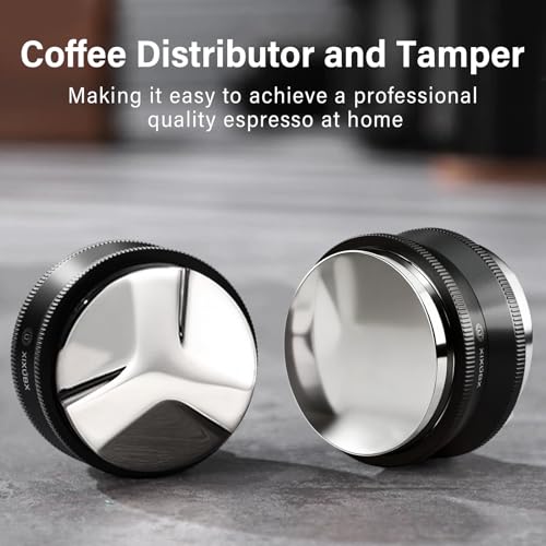 Image of XIXUBU 51mm Espresso Tamper, 2-in-1 Espresso Distributor & Tamper for De'Longhi Dedica CASABREWS - Adjustable Depth, 304 Stainless Steel Espresso Distribution Tool