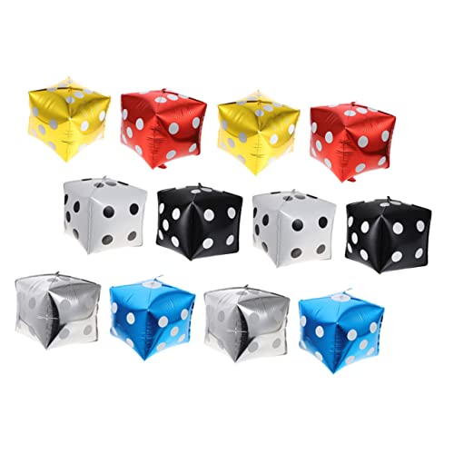 iplusmile 12 Palloncini Dado in Pellicola Alluminio per Decorazioni Parete Compleanno Shower con Chiusura Automatica e Superficie Lucida