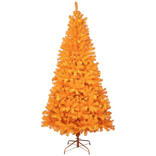 Northlight Pre-Lit Medium Pine Artificial Christmas Tree - 6' - Orange - Clear Lights