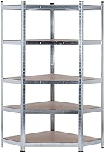 Nyana Home | Galvanized Metal Corner Shelving 875 kg | 5 Shelves | Measures 180 x 90 x 150 cm | Corner or Complete Pack (Corner Shelf)