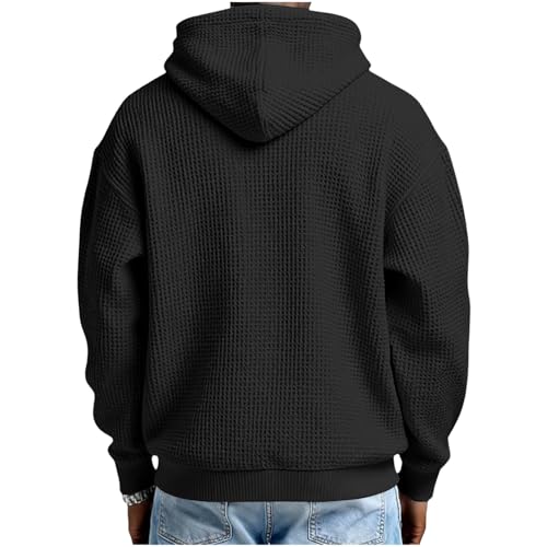 Sudadera con capucha holgada de aniversario usa negra manga larga parka 2