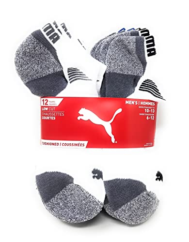 PUMA Men's Low Cut Socks 12 Pack (White)