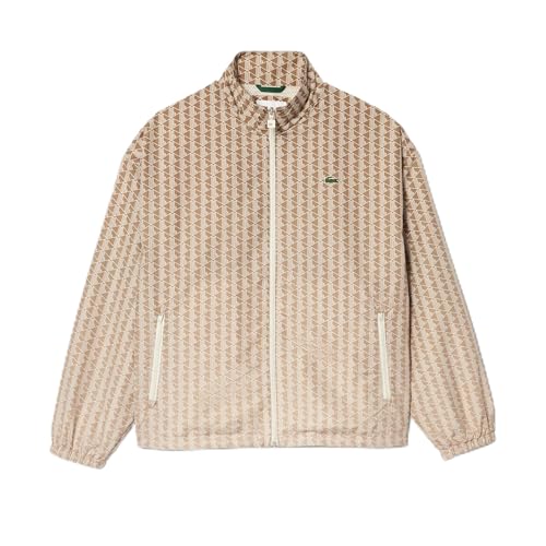 Lacoste Men's Long Sleeve Aop L Full Zip Hoodless Blouson Jacket W/Arm Stripes & Large Croc Back Graphic, Tbd, L/XL