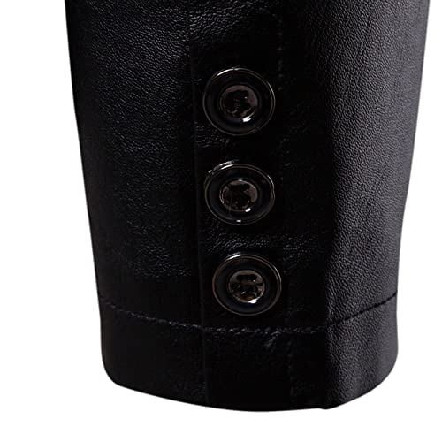 Men's Casual Coat Solid Leather Faux Single Breasted Blazers Jacket Slim Lapel Collar Pocket Warm Motorcycle Suit3