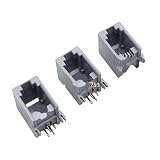 RJ11 4P4C Buchse PCB Mount Modularstecker/Buchse, Netzwerkstecker, 4P, Grau, 20 Stück