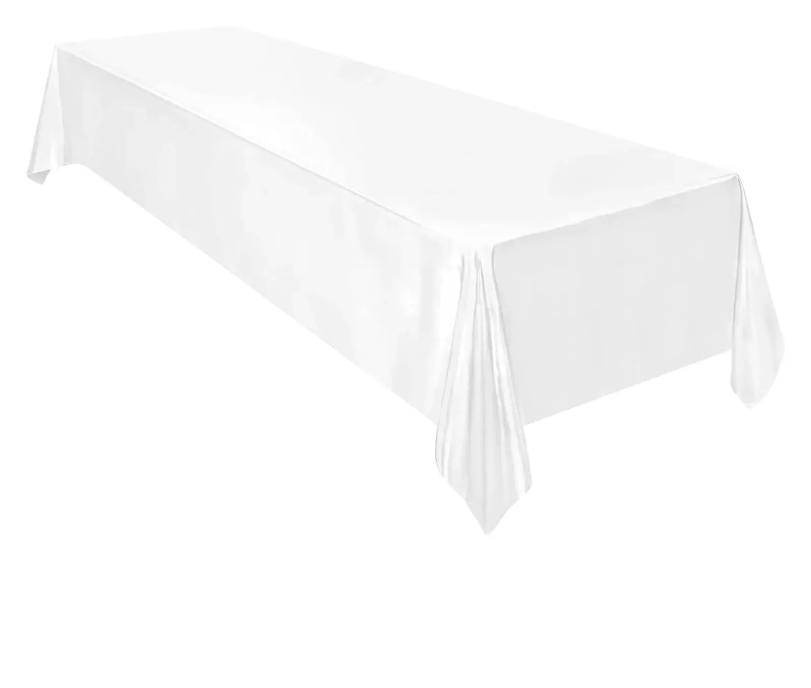RRYPBOVG Satin Tablecloth Green Satin Tablecloth Rectangle Wedding Party Table Cover Solid Color Wedding Banquet Restaurant Festival Party Dining Decor(White,145x260cm)