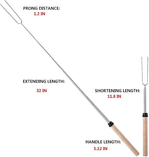 8Pack Marshmallow Roasting Sticks Extendable 32Inch Long Metal Barbecue Skewers For Grilling Set,Telescoping Smores Bbq Forks, Fire Pit Sticks For Hot Dogs,Camping,Bonfire #TOP1