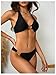 SOLY HUX Women's Halter Bikini Set V Neck Ring Linked Bathing Suit Summer Beach Two Piece Swimsuit Solid Black Medium