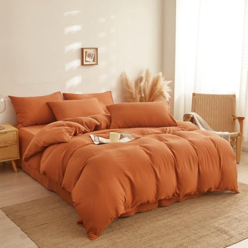 Nayoroom Musselin Bettwäsche 135x200 Baumwolle Karamell Baumwoll Bettbezug – Ansicht 4