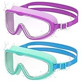 Seaflar 2 Pcs Kinder Schwimmbrille mit Großrahmen, Klare Sicht Anti-Beschlag Taucherbrille, UV-Schutz, Schnellverstellung, Silikon-Dichtring, Unisex Schwimmbrille für Kinder & Jugendliche von 3-14
