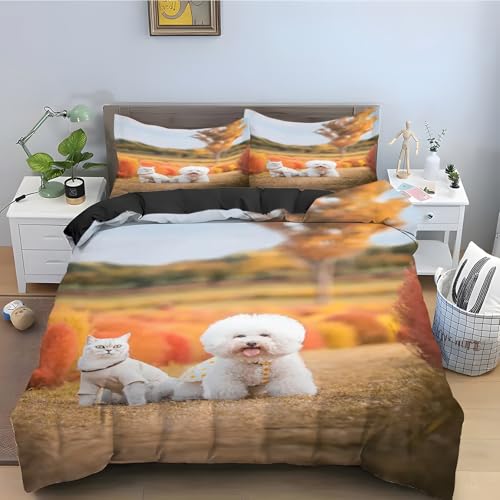 Housse de couette 90x190 chaton zippée facile à enfiler