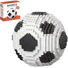 Professional Soccer Building BlocksSet, Classic Black and White Sports Theme Decor, Advanced Interlocking Desk Display Modelwith Customizable Assembly Optionsfor Modern Office and Home Interior Design