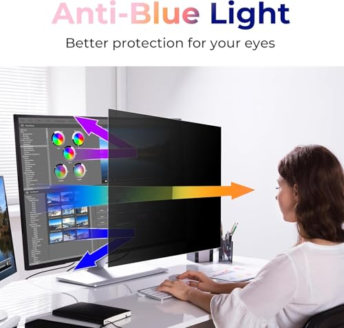 [2 Pack] 24 Inch Computer Privacy Screen Filter for Monitor 16:10 Aspect Ratio, Eye Protection Anti Blue Light Privacy Shield and Anti-Glare Protector, 24inch Removable Anti-Scratch 24in Protector Film - Thumbnail 7