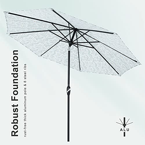 Tempera 9' Outdoor Market Patio Table Umbrella With Auto Tilt And Crank,Large Sun Umbrella With Sturdy Pole&Fade Resistant Canopy,Easy To Set,Flower #TOP6