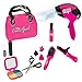 Big Mo's Toys Kids Beauty Salon Set, Stylish Girls Beauty Fashion Pretend Play Toy with Cosmetic Bag, Hairdryer, Curling Iron, Blush Pallet with Mirror, Lipstick & Styling Accessories, 12 Piece Set