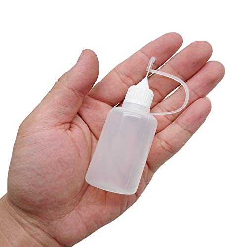 12 Pcs 1 Ounce Needle Tip Glue Bottle 30Ml Plastic Dropper Bottles For Small Gluing Projects, Paper Quilling Diy Craft, Acrylic Painting, White Lid #TOP3