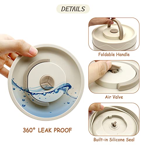 Shell And Turtle Portable Insulated Food Lunch Container Set, Stainless Steel Thermal Bento Lunch Box For Adult Women, 46Oz Microwavable Stackable Lunch Box Containers, Brown Jar & White Container #TOP5