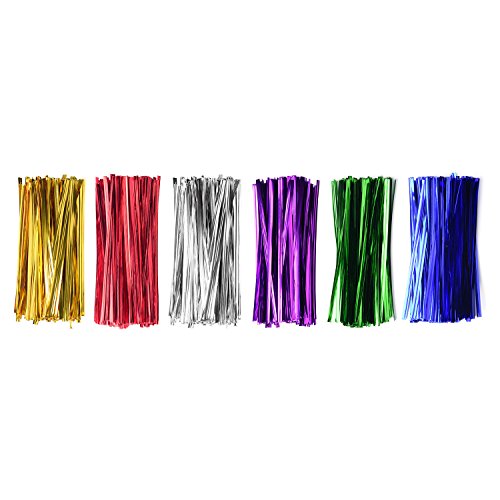 Sannigora 300 Pcs 4" X 9" Cellophane Treat Bags Clear Flat Cello Treat Bags 1.4Mil Thickness With 6 Mix Colors Twist Ties Good For Bakery Cookies Christmas Halloween Wedding Party Decorative Gift #TOP3