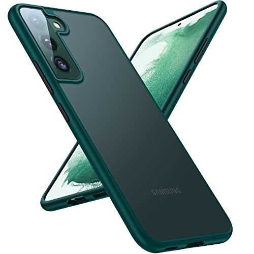 TORRAS Shockproof Galaxy S22 Case, [Military Grade Drop Tested] Translucent Matte Hard Back & Soft Edge Slim Protective for Samsung S22 Case Guardian Series, Black