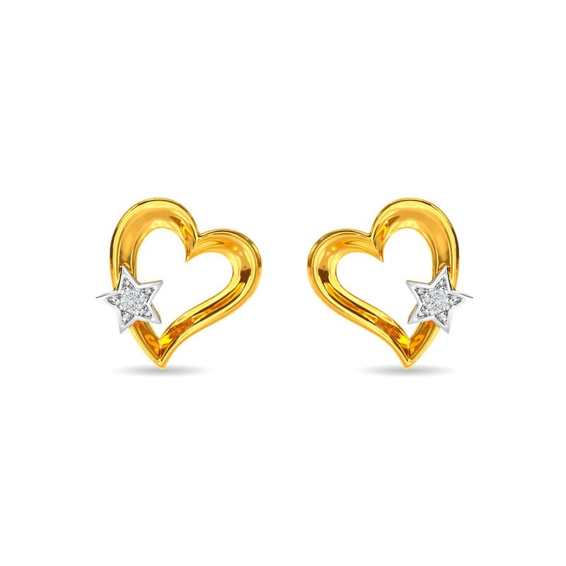 KISNA JEWELS 14K BIS Hallmark Pure Yellow Gold & SI Real Diamond Hearts Earrings For Women with Screw Back clouser KISNA JEWELS 14K BIS Hallmark Pure Yellow Gold & SI Real Diamond Hearts Earrings For Women with Screw Back clouser