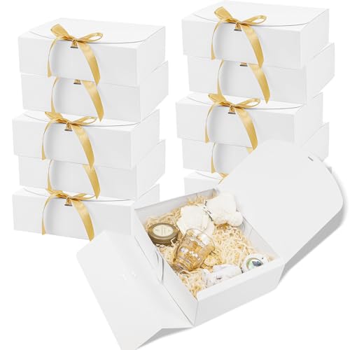 Boîtes cadeau avec couvercles lot de 12 grand coffret cadeau vide papier kraft blanc