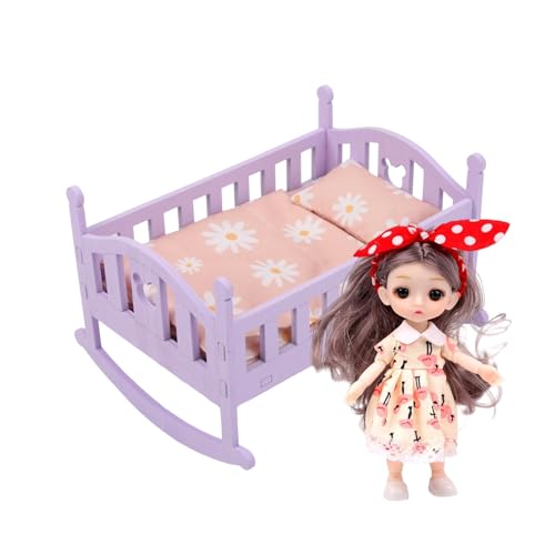 Cangas de muñeca de madera - 350 g de pequeña cama de muñeca de juego, muebles interactivos, juguete de juego | Kids Boys Toddler Nursery Indoor Playroom Finge Play Preschool Kindergarten Birthday